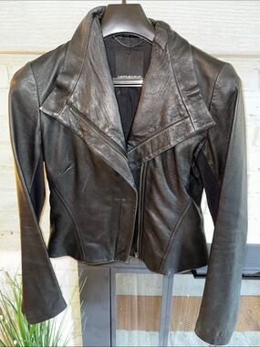 Aritzia A Moveable Feast Black Lambskin Leather Motorcycle Jacket